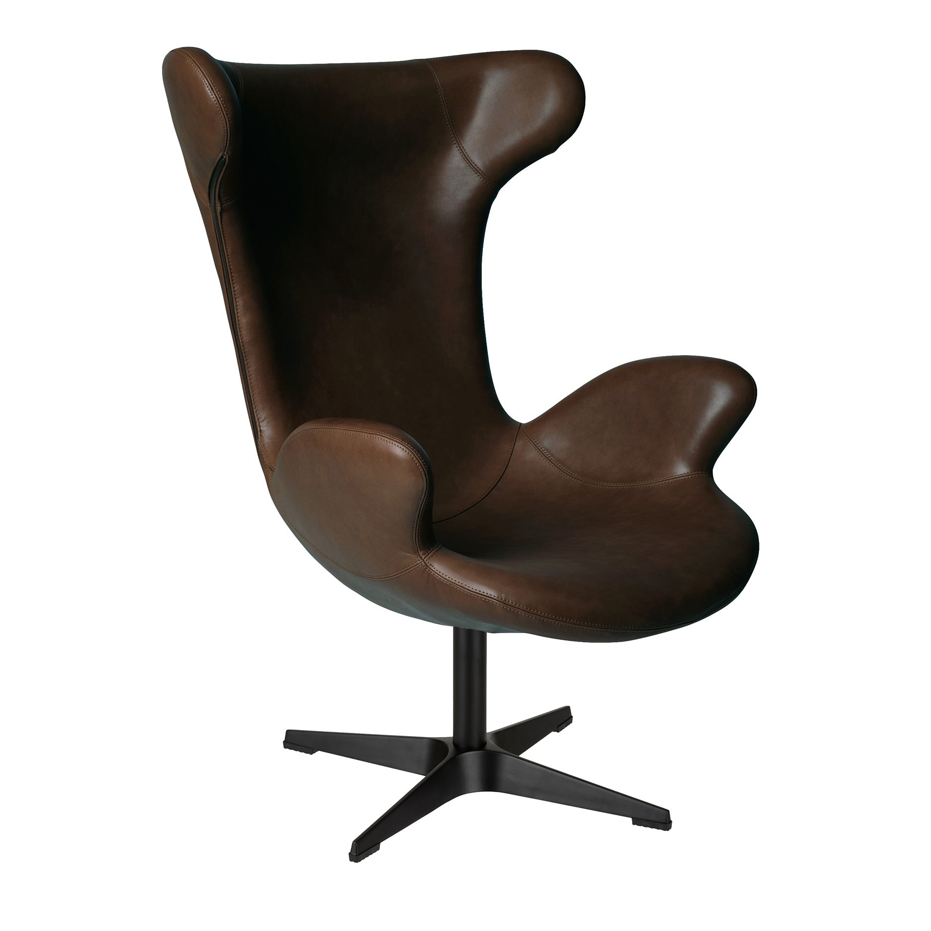 Victor Loungesessel Leder m. schwarzem Drehsockel